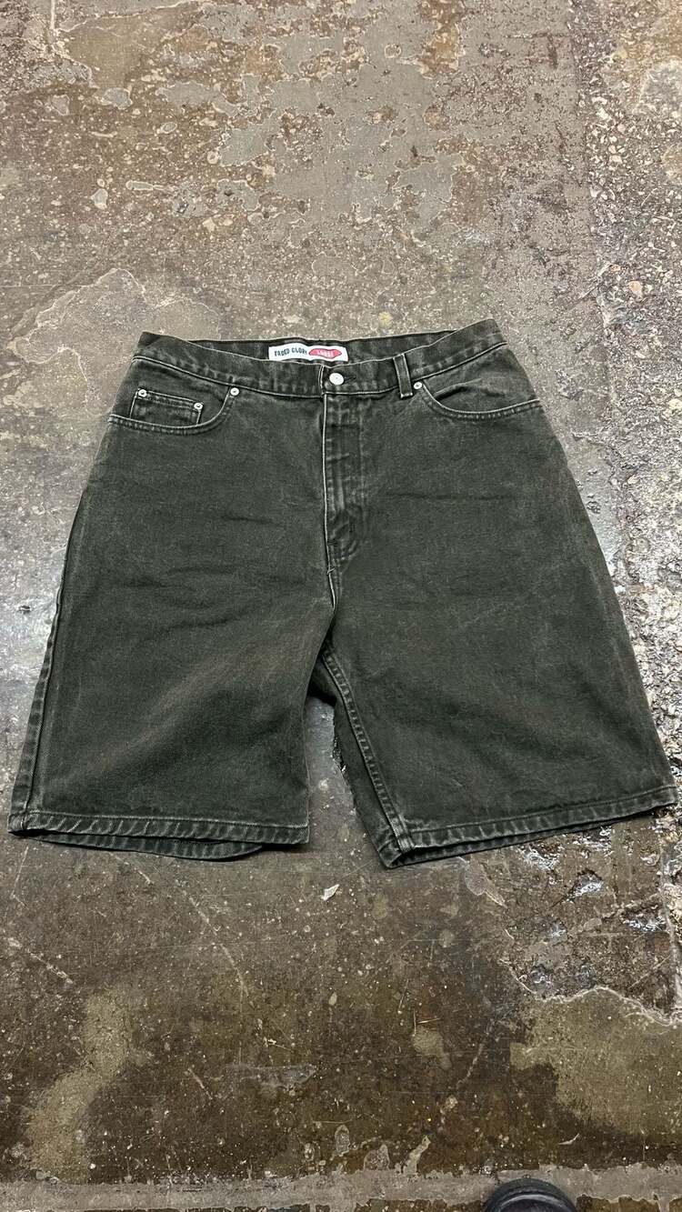 Faded Glory Loose Denim Shorts Size 34 Green Jean Jorts 90s Grunge
